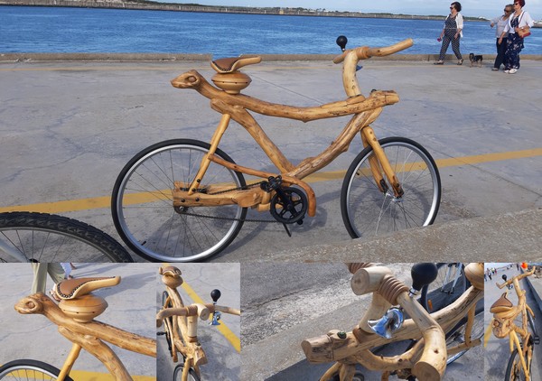Bicicleta em madeira
